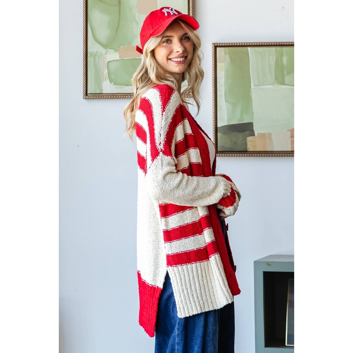 Good News (Red) Stripe Cardigan