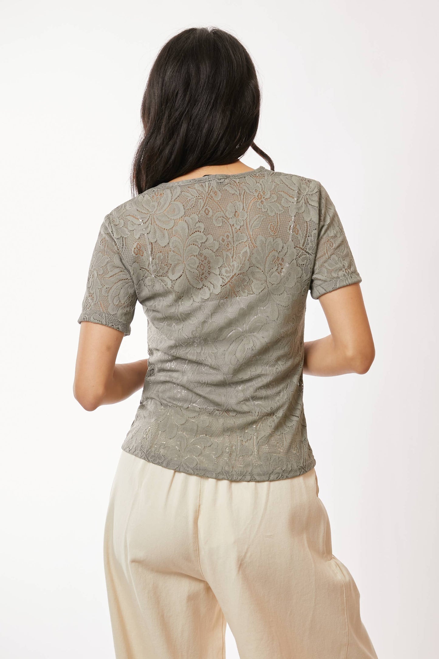 Lovely Lace (Olive) SS Lace Mesh Shirt