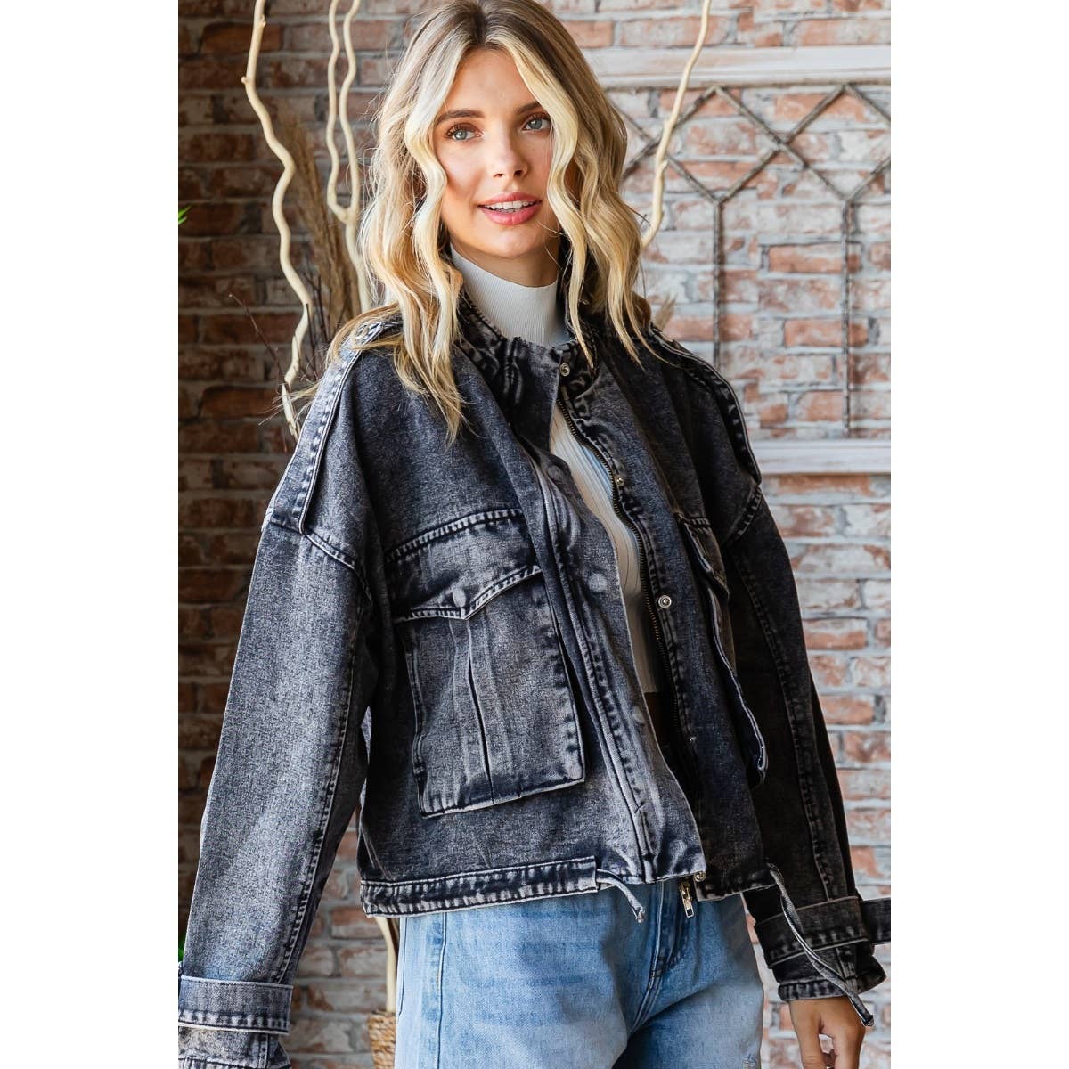 Fun Flashback (Black) Denim Utility Jacket