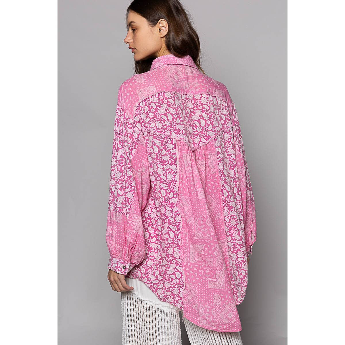 POL Perfect Paisley (Pink) Oversized Button Shirt