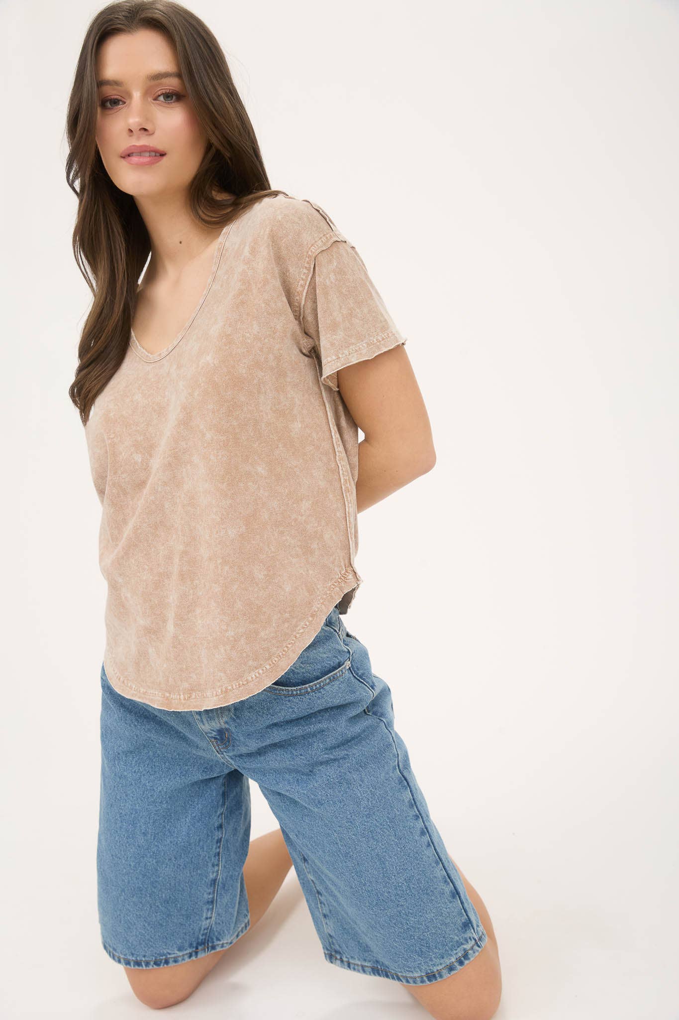 Well Loved (Brown) Washed SS Top