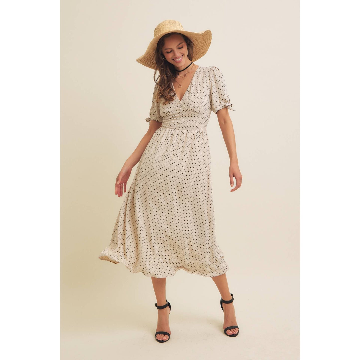 Keep Classy (Crm/Blk) Polka Dot Dress