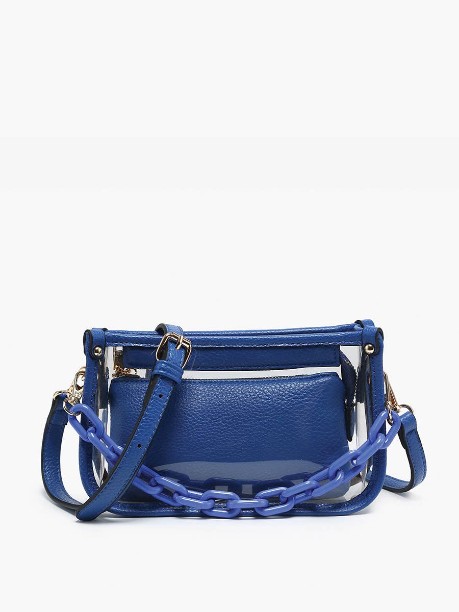 Jessica (Royal) Clear Crossbody w/ Chain