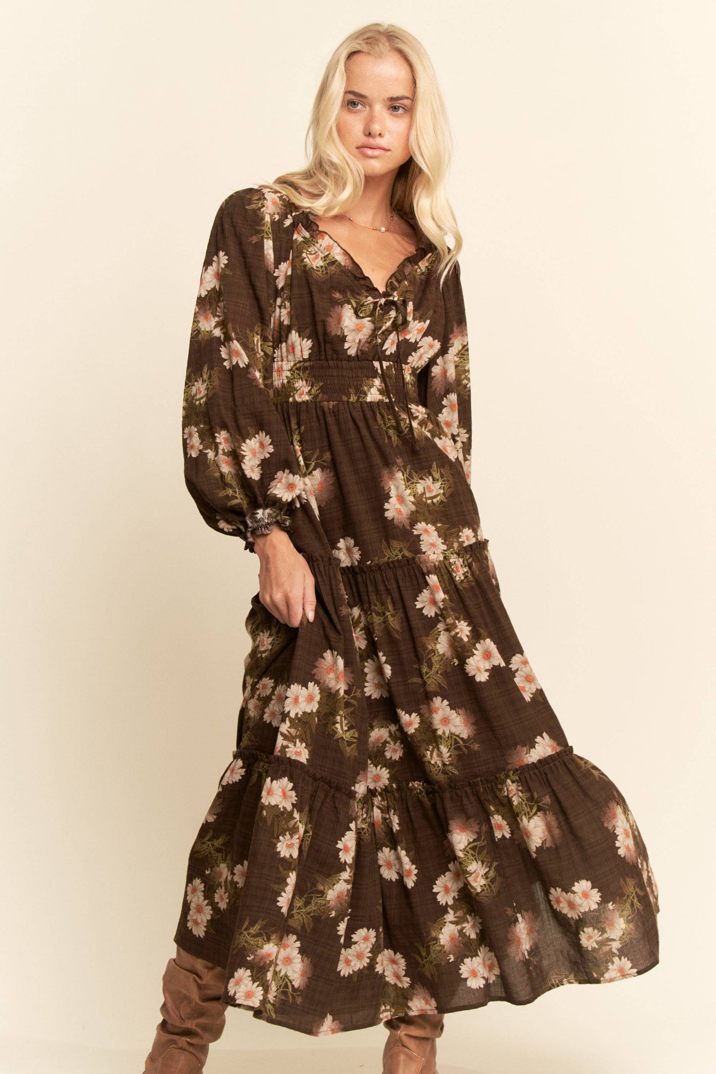 Timeless Treasure (Brn) Floral Print Dress