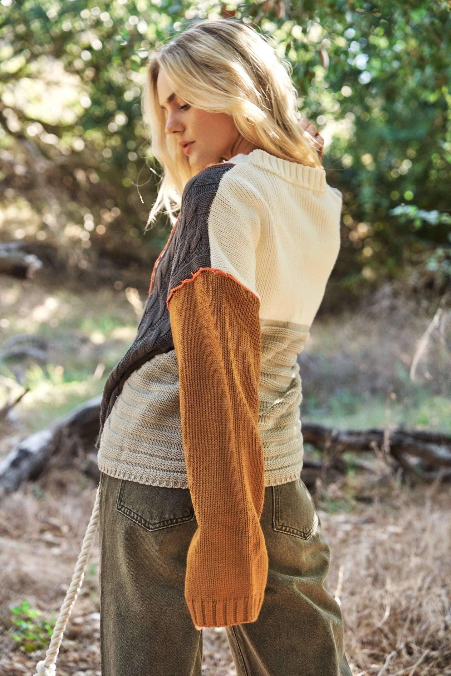 Perfect Blend Color Texture Block Sweater