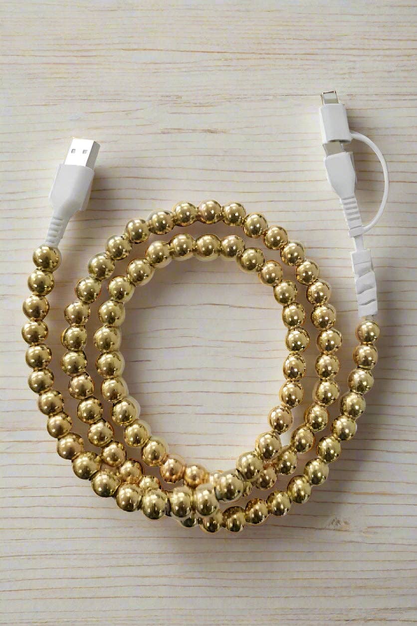 40” (Gold) Beaded Cord Phone Charger