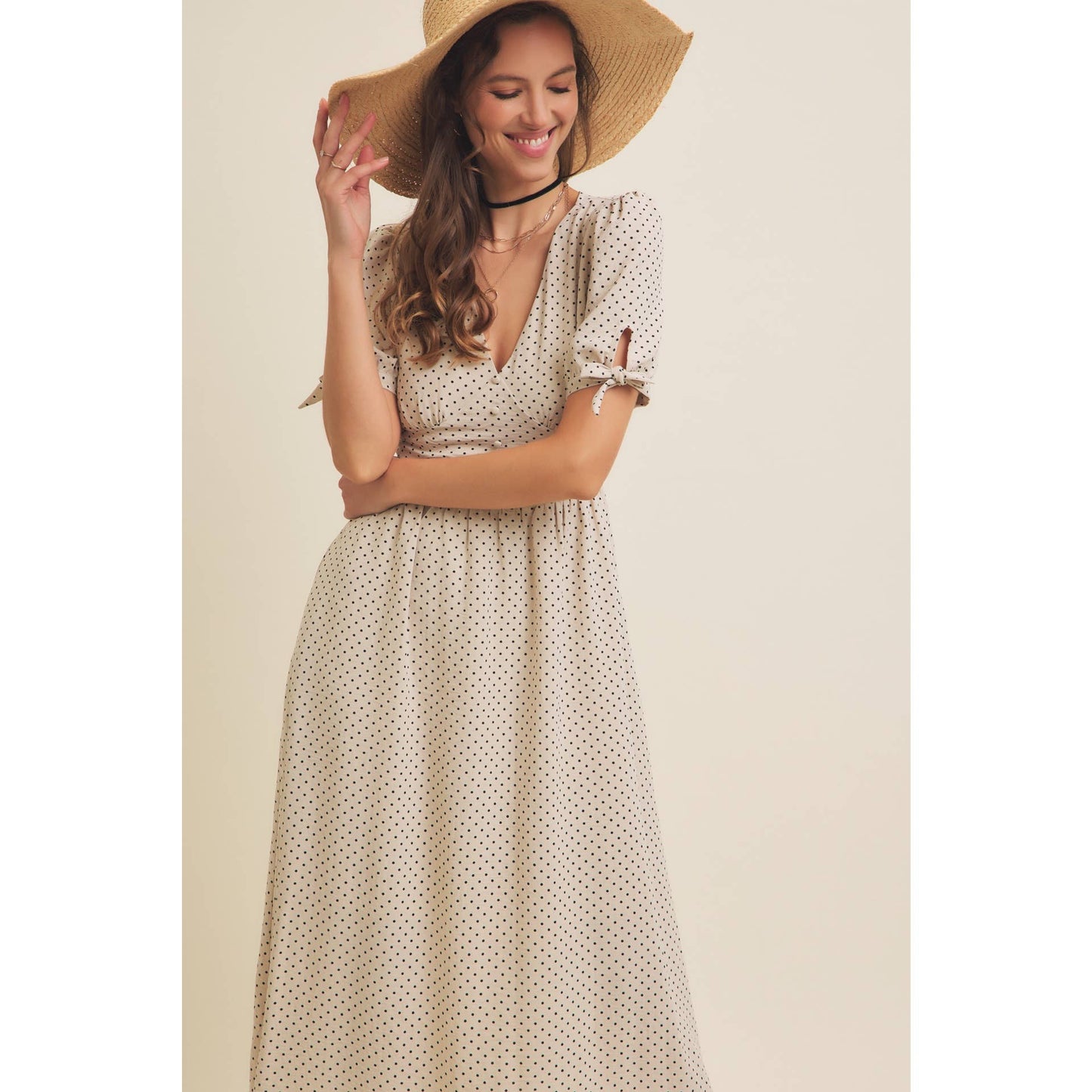 Keep Classy (Crm/Blk) Polka Dot Dress