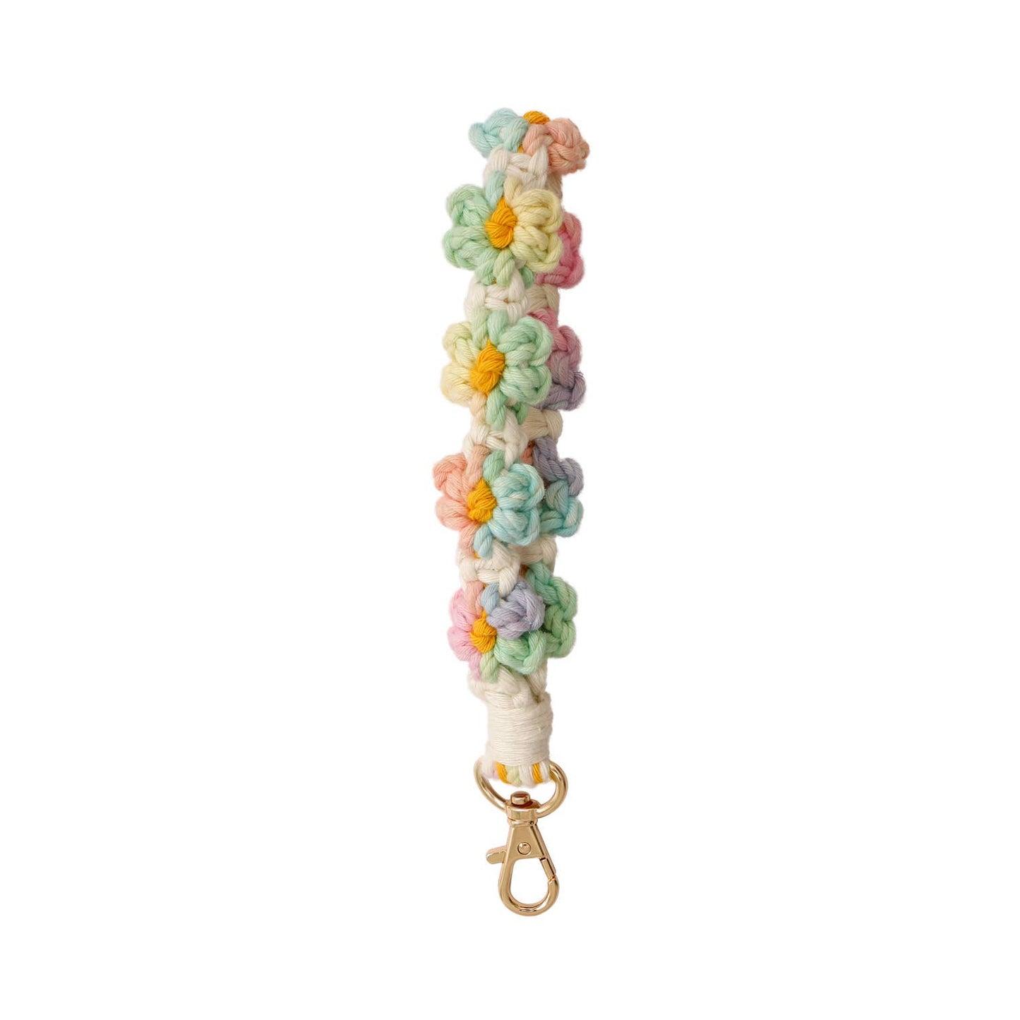 Macrame Daisy Flower Wristlet Keychain