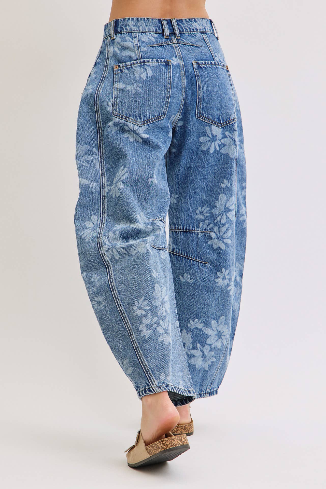 True Icon Floral Denim Barrel Jeans