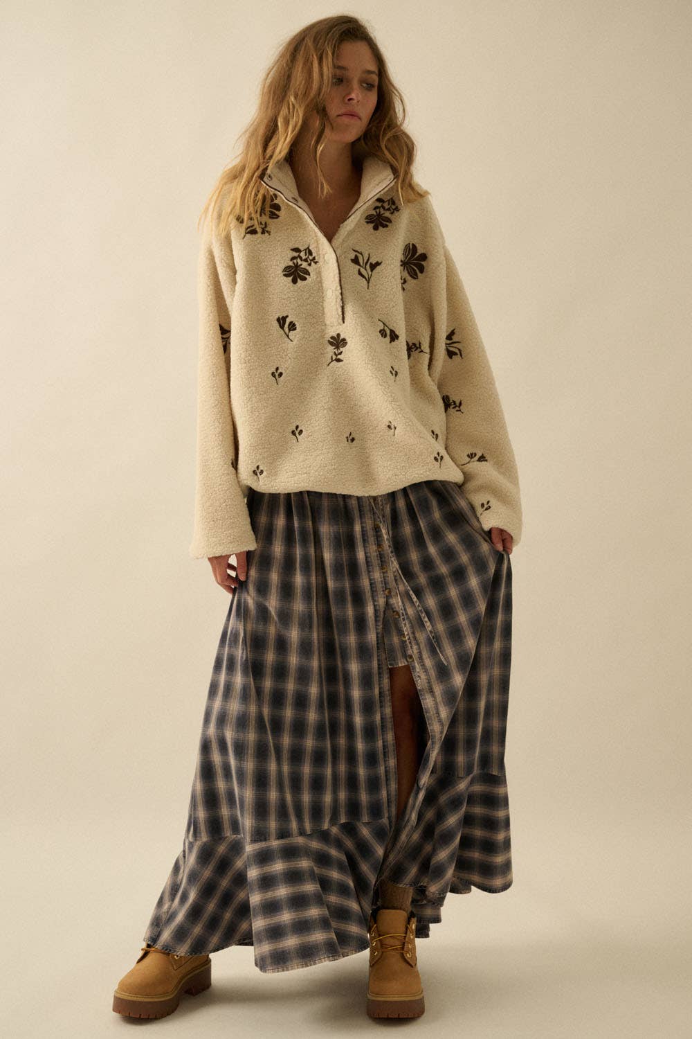 Cabin Fever (Navy) Plaid Flannel Skirt