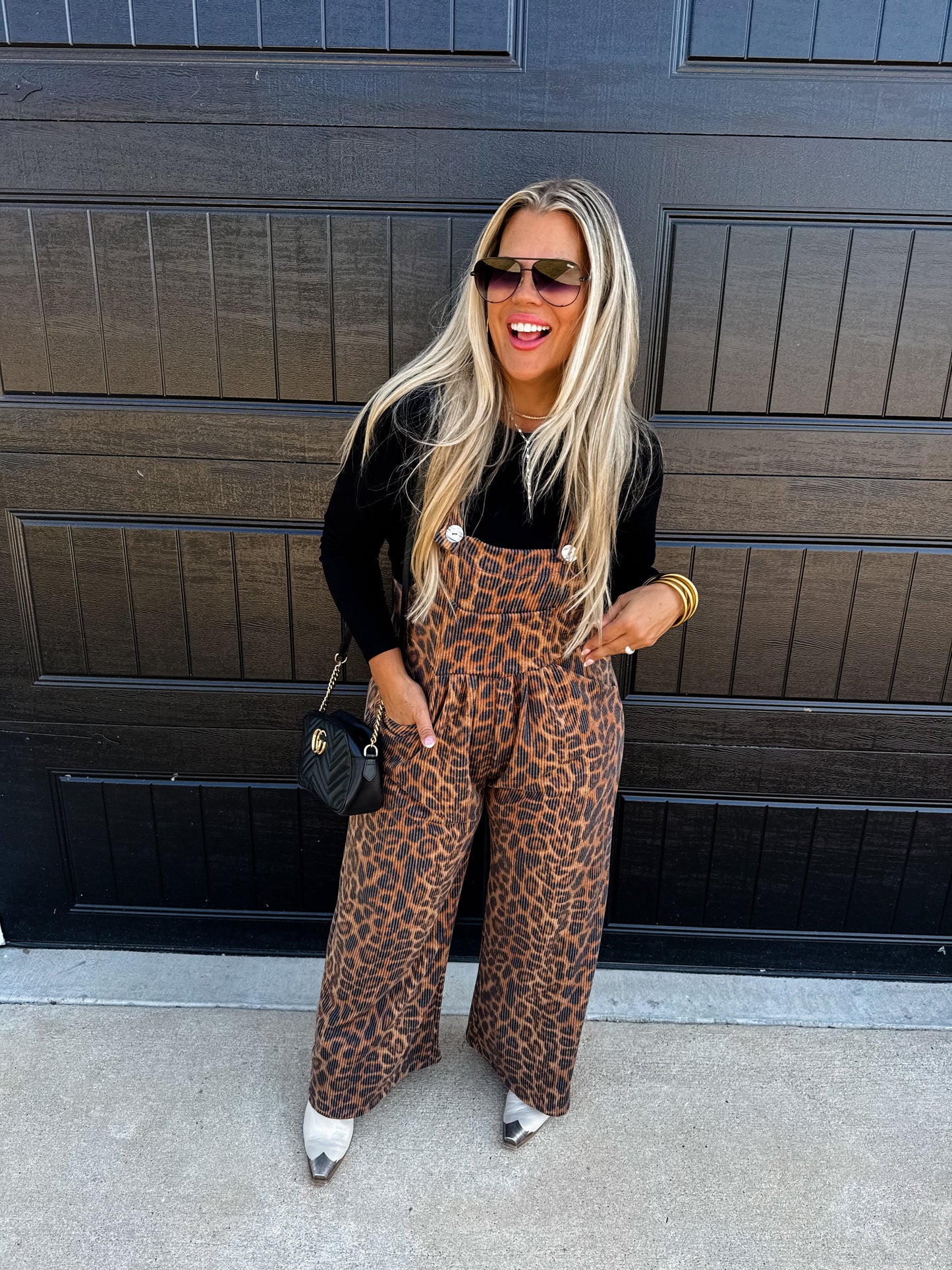 Wild Flair Cheetah Ribbed Overalls