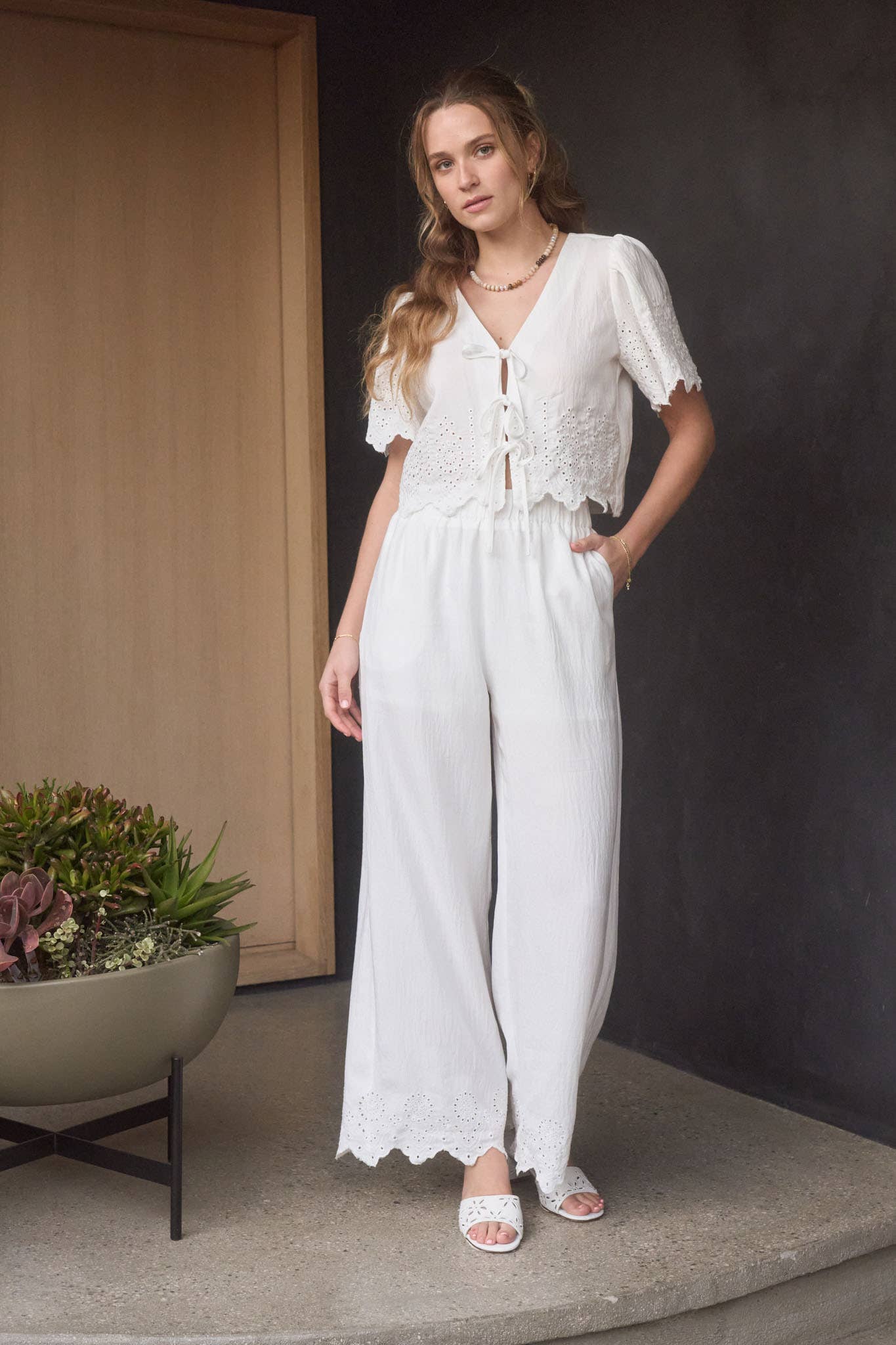Attention To Detail Eyelet Hem Pants