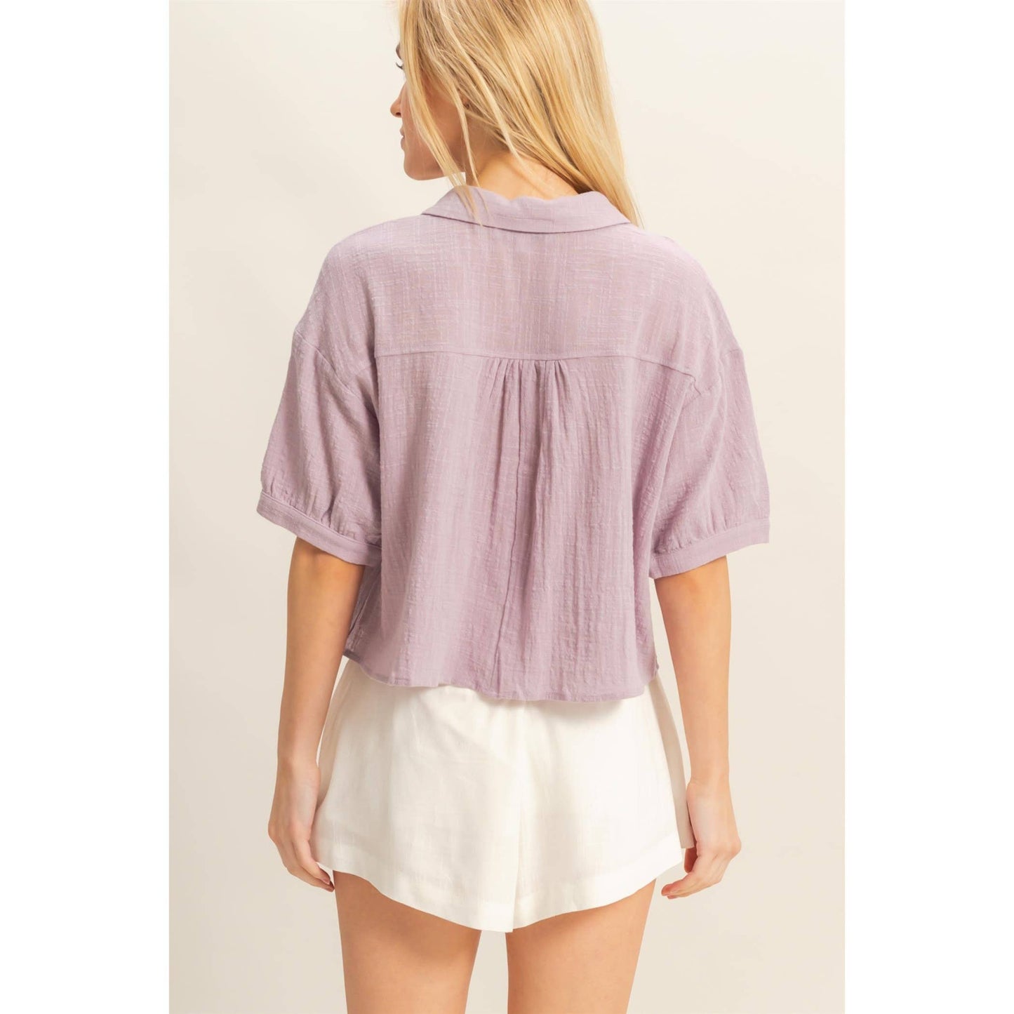 Crop It Out (Lavender) SS Cotton Blouse