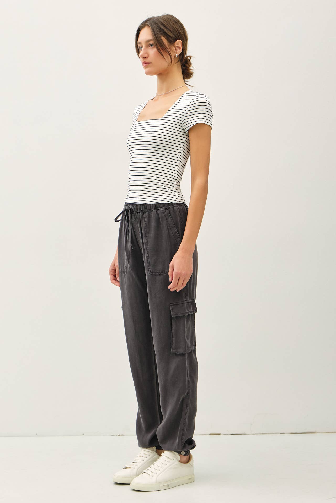 Feel Good (Navy) Stripe Double Lined Top