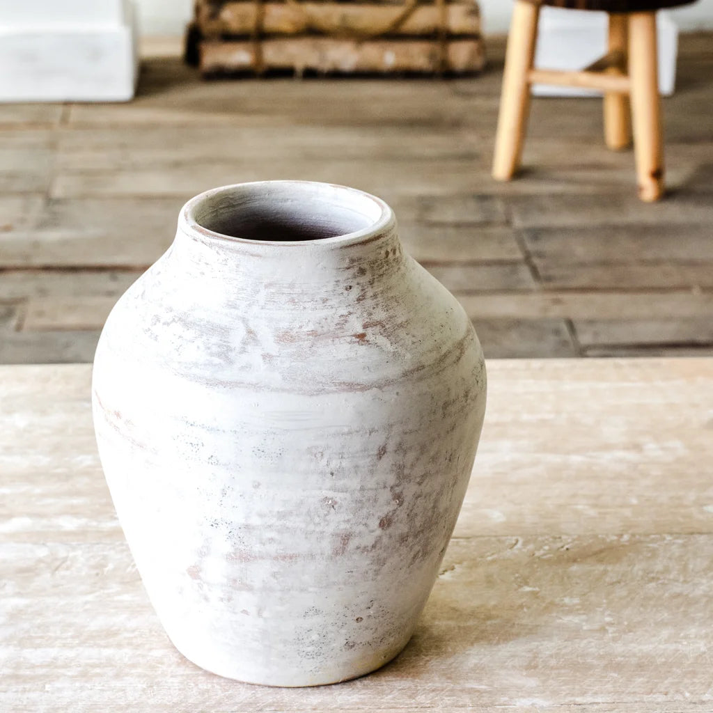 White Washed Terra Cotta Vase