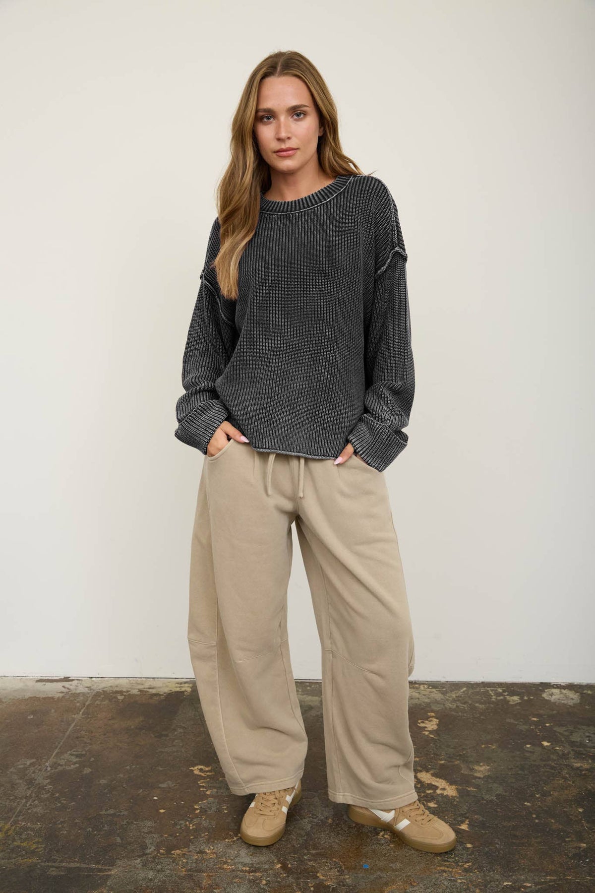 Knit To Be (Charcoal) Cotton Sweater