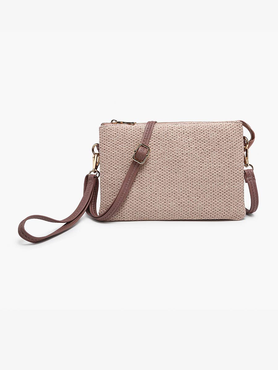 Izzy (Mauve) Woven Straw Crossbody/Wristlet