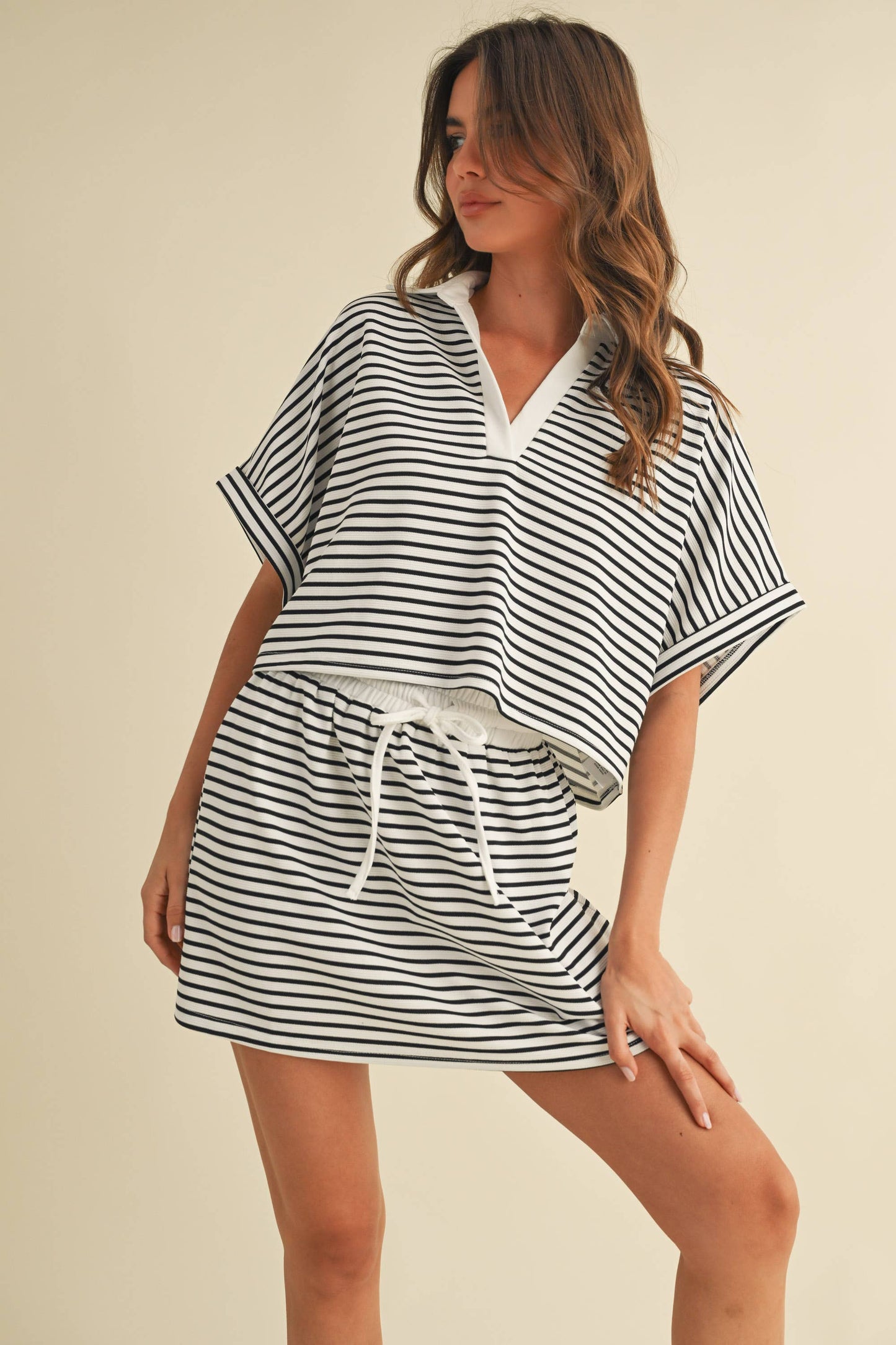All The Buzz (Blk/Wh) Stripe Top