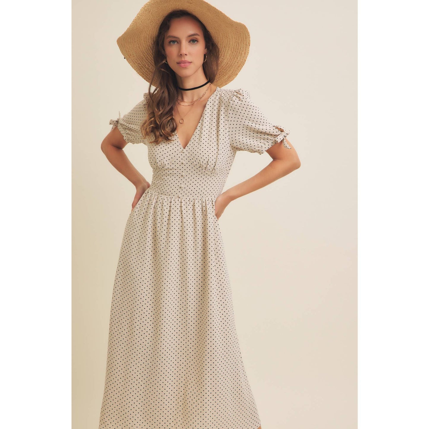 Keep Classy (Crm/Blk) Polka Dot Dress