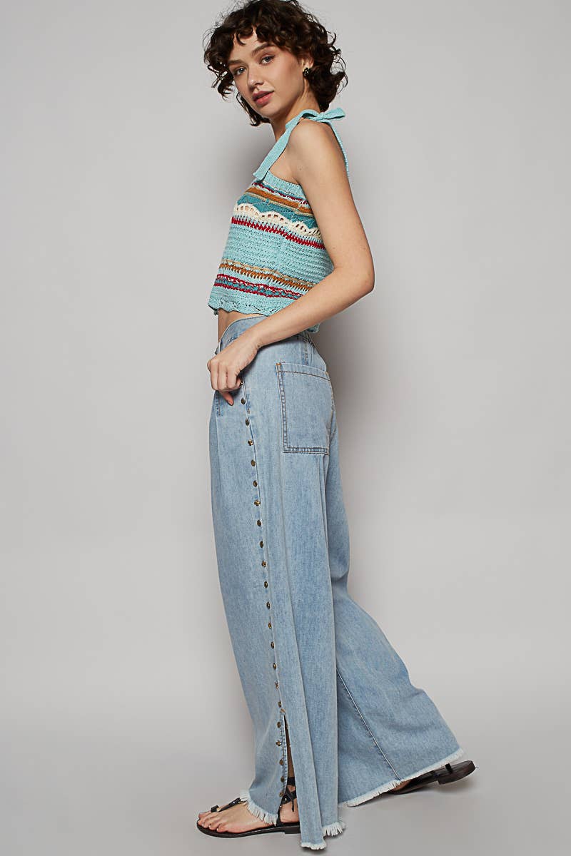 POL: Blue Angel Studded Wide Leg Jeans