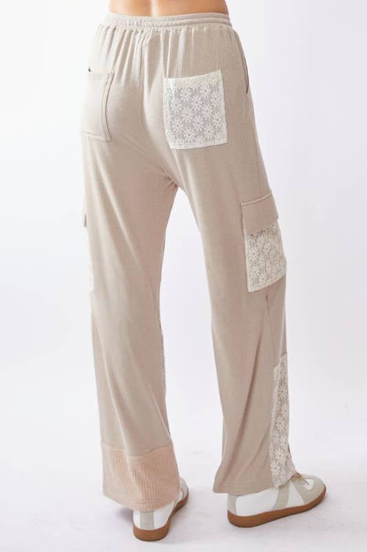 Pretty Patches Lace Accent Knit Pants