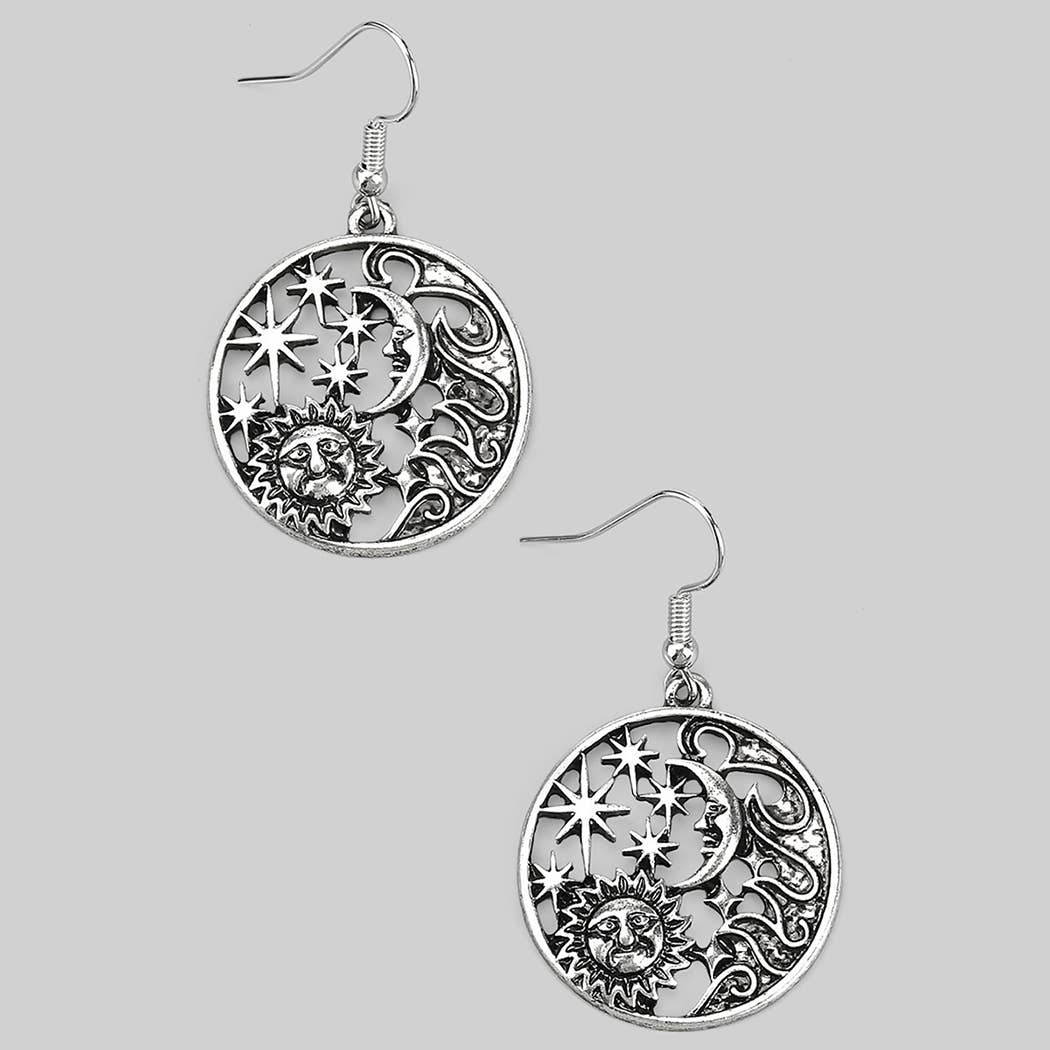 Sun Moon and Star (Silver) Earrings