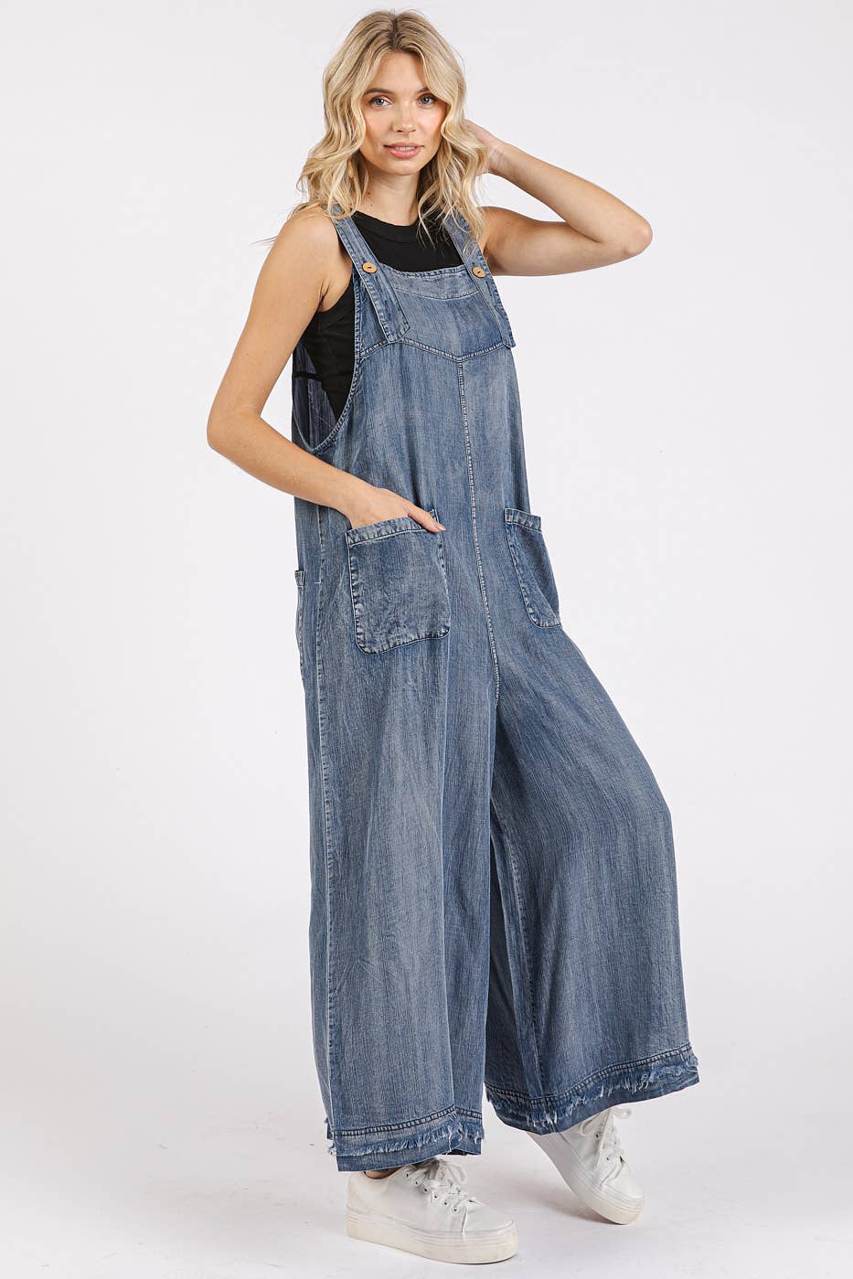 Easy Does It Wide Leg Tencel Overalls