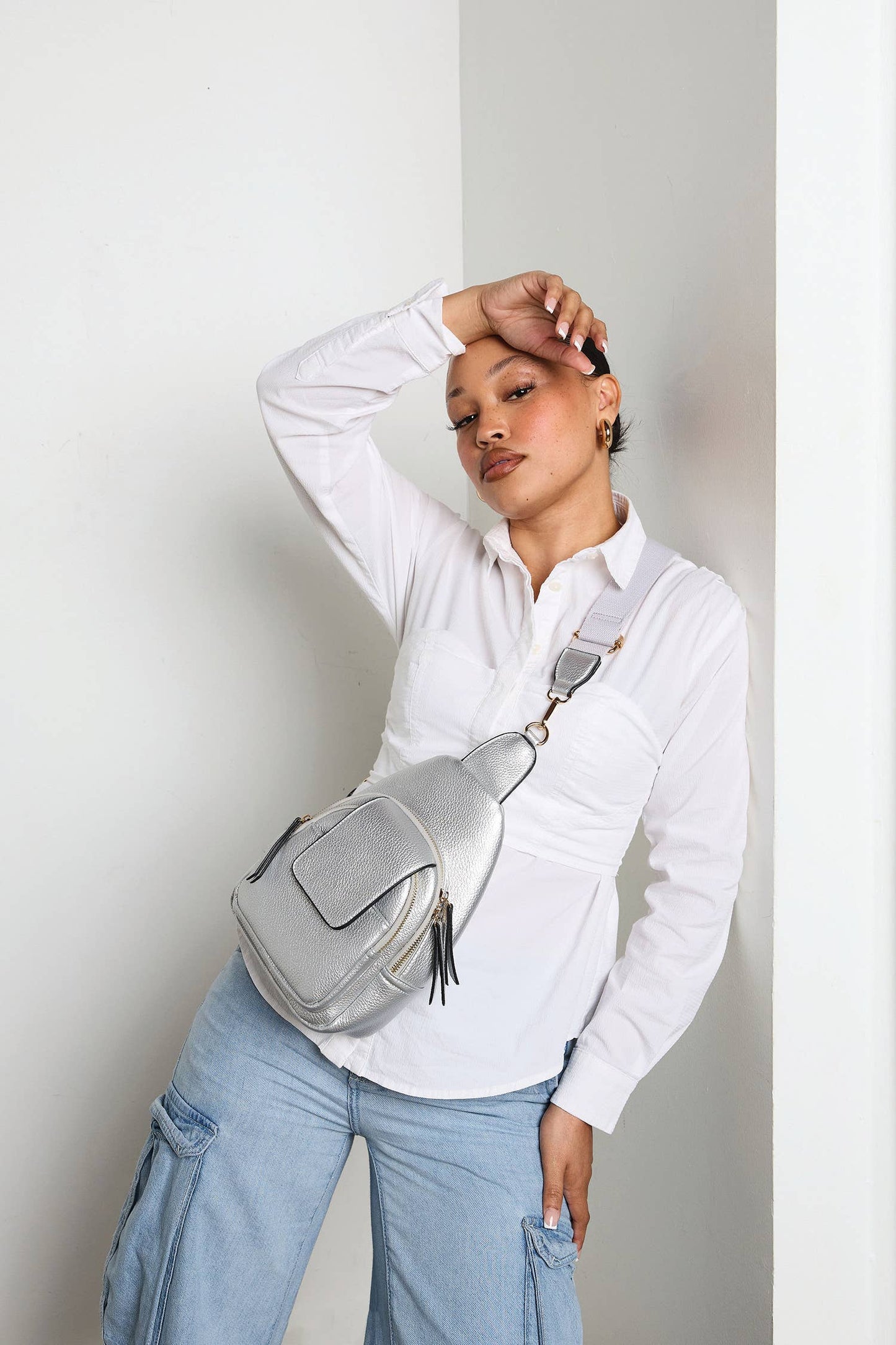 Sophia (Black) Sling Bag w/ Flapover Pocket
