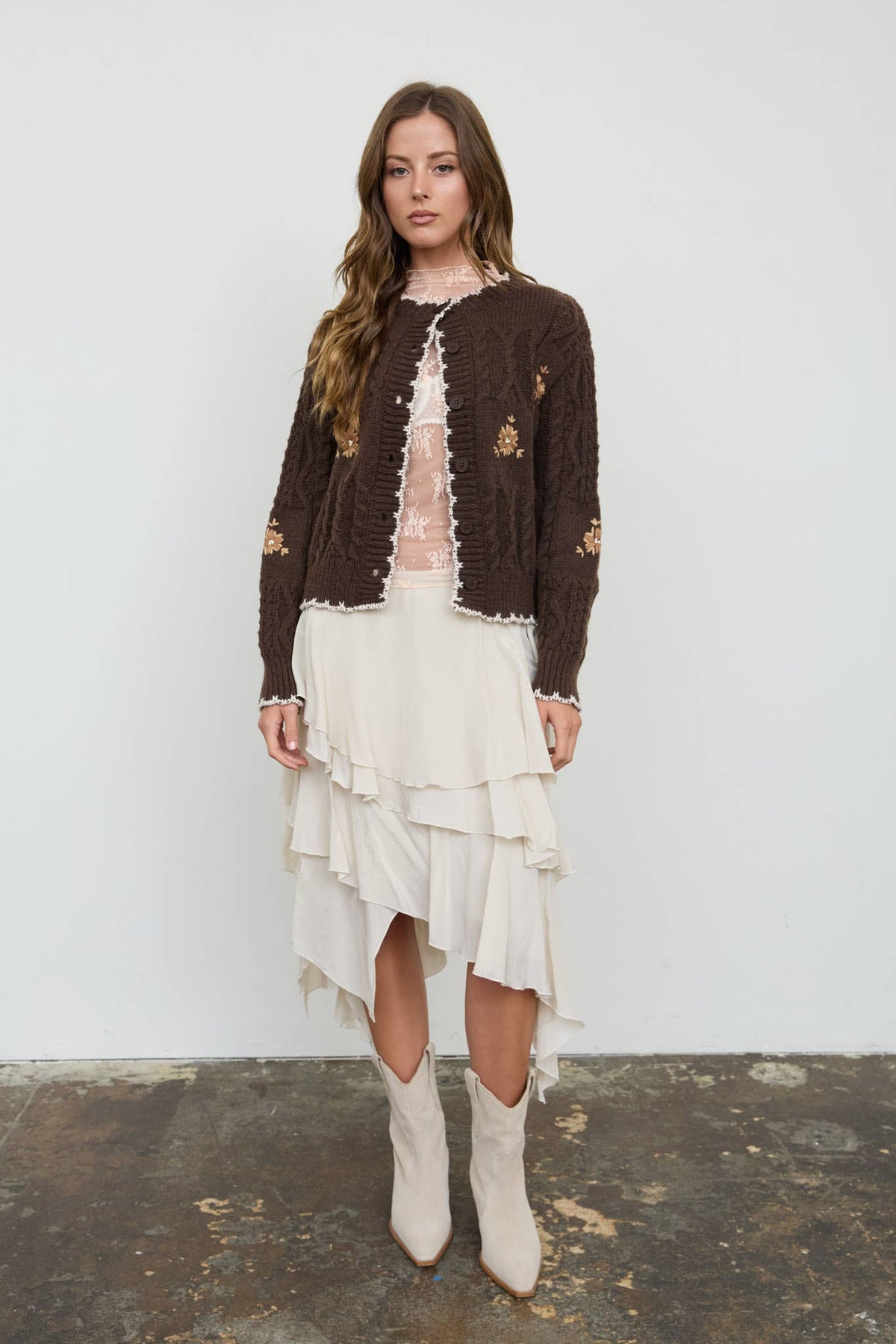 A Fall Moment (Brown) Floral Cardigan
