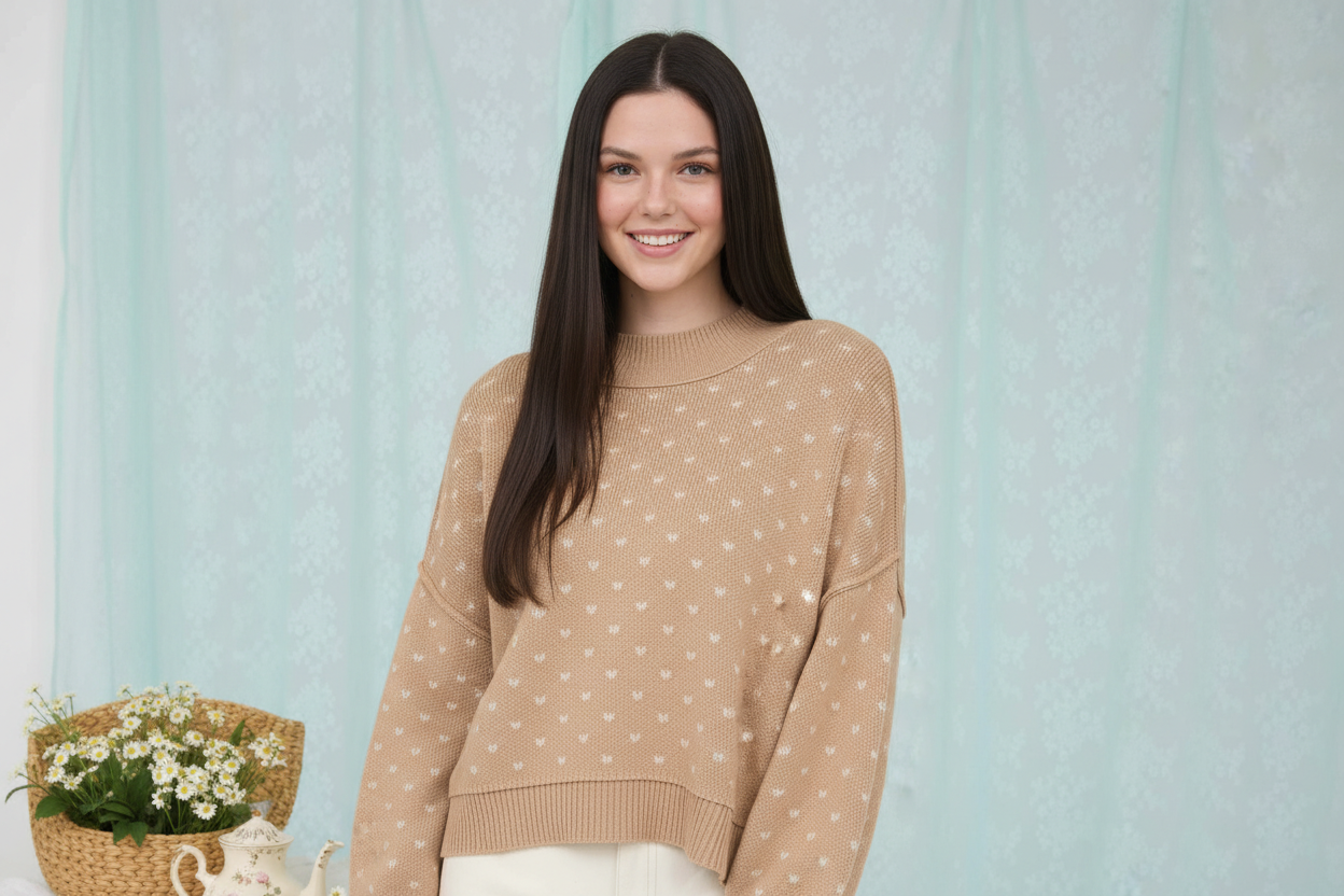 All Heart (Tan) Pullover Sweater