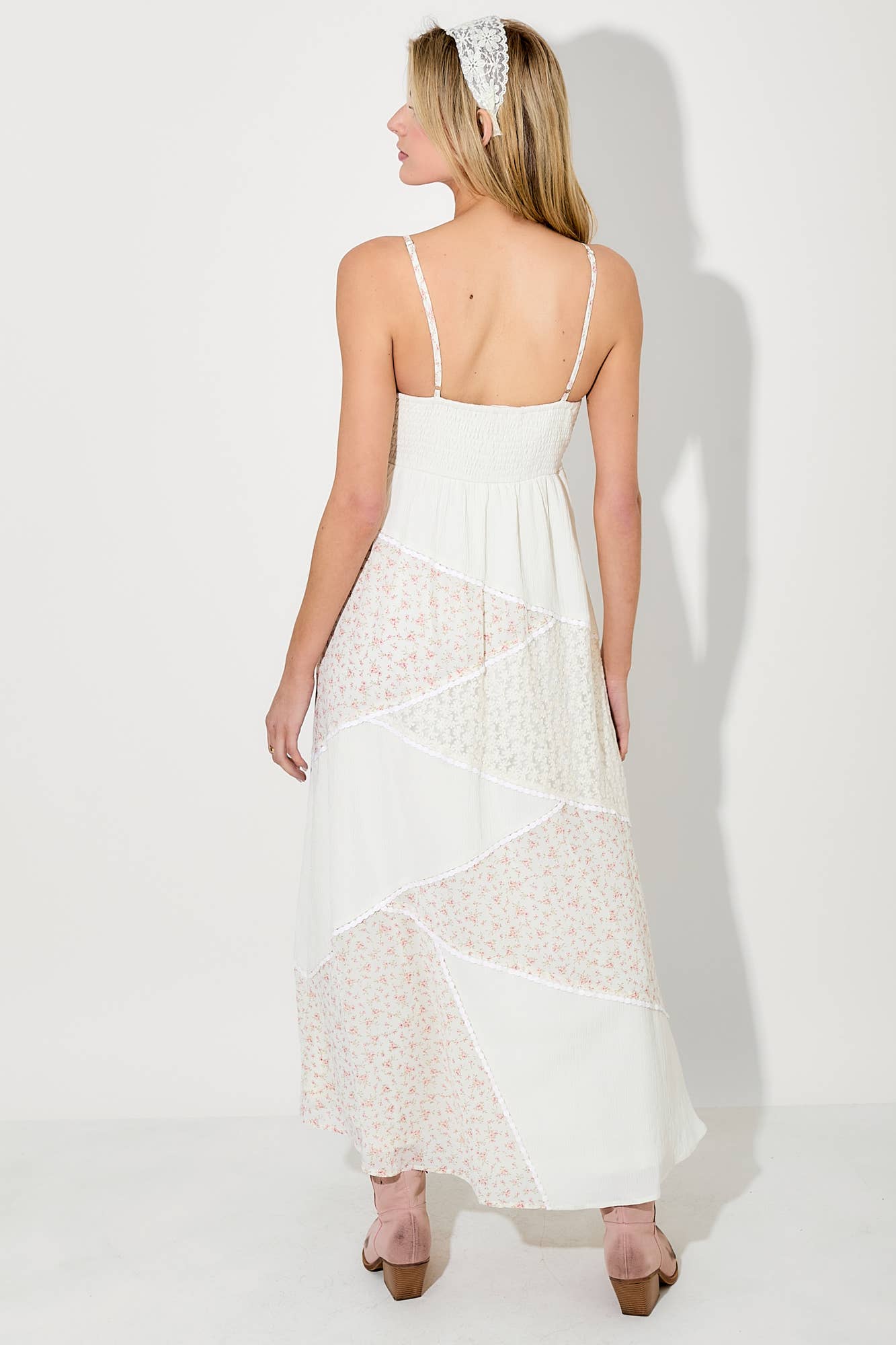 Bravely Seek Floral/Lace Patchwork Dress