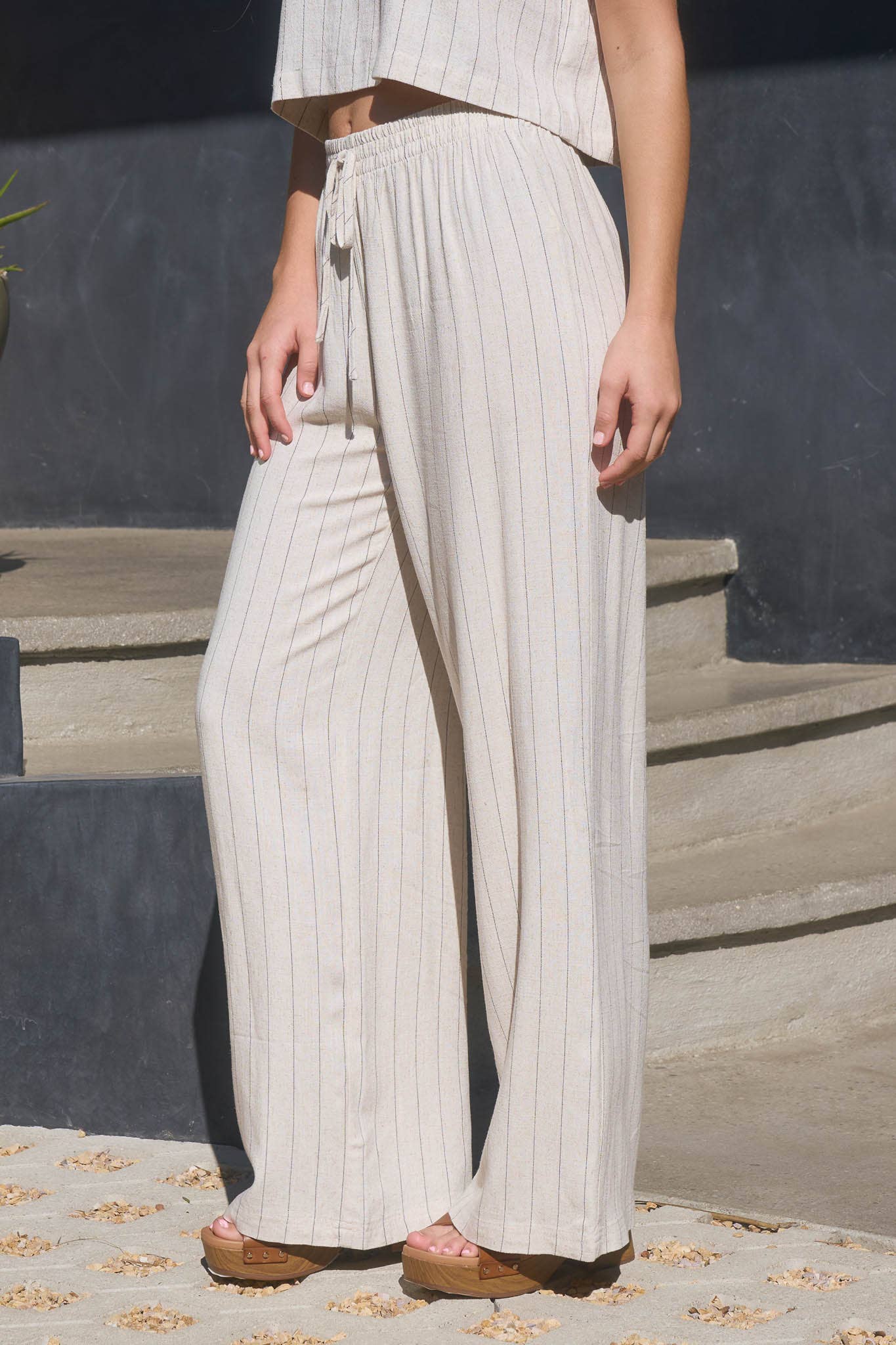 Open Horizon Pinstripe Wide Leg Pants
