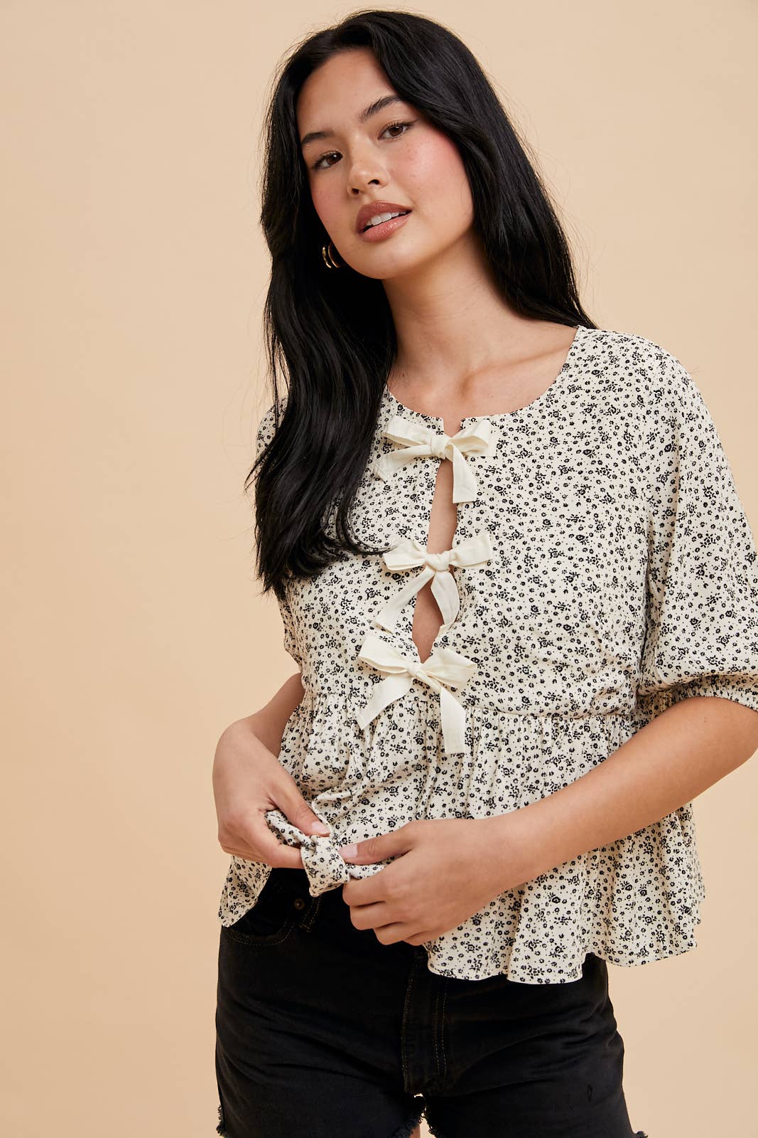 Knot In Love Floral Bow Tie Top