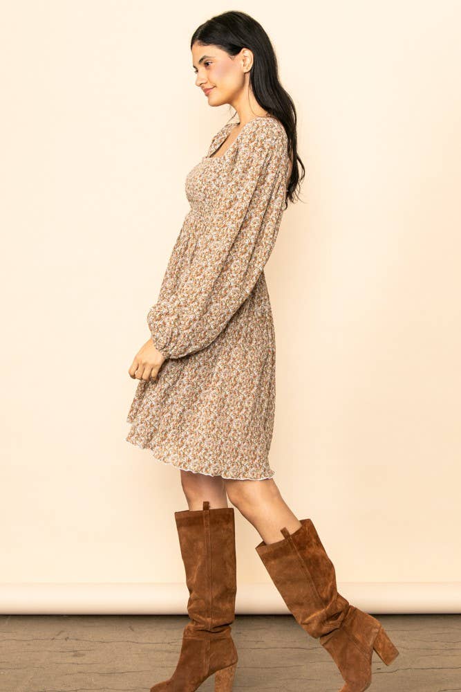 Time To Fly Pleated Floral Smocked Dress