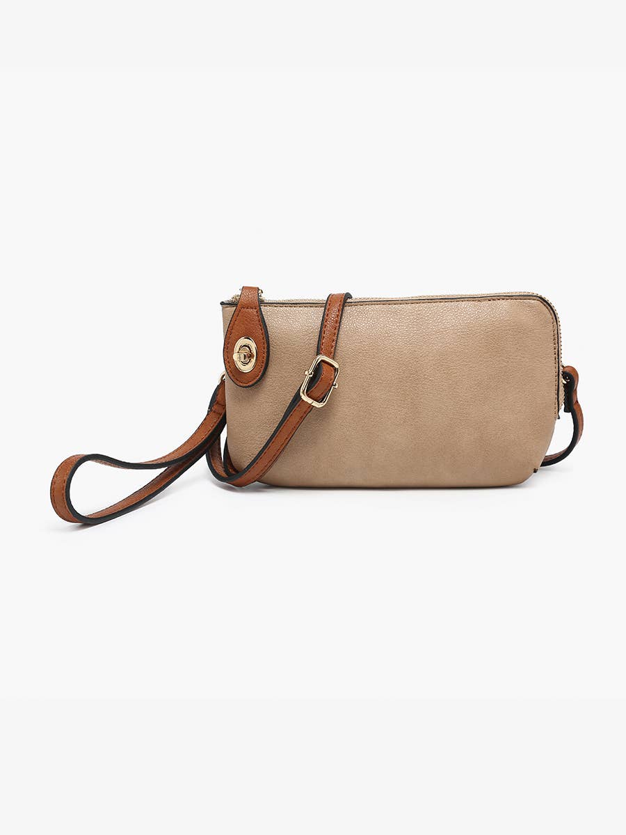Kendall (Tan/Brn) Crossbody/Wristlet w/ Twist Lock