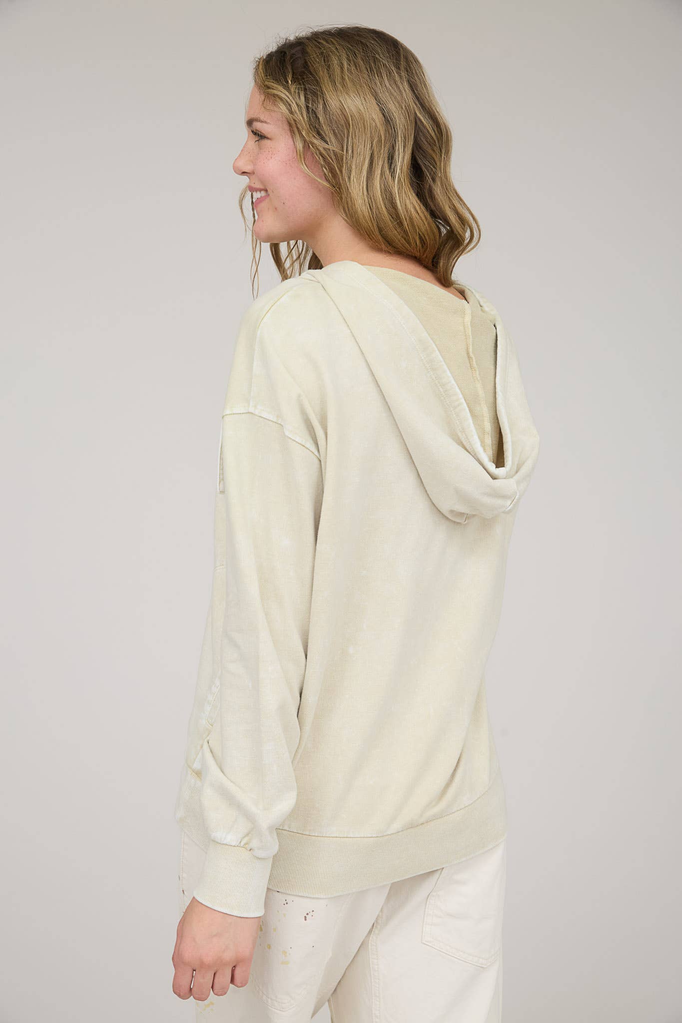 Casual Cutie (Oat) Wash Hooded Henley