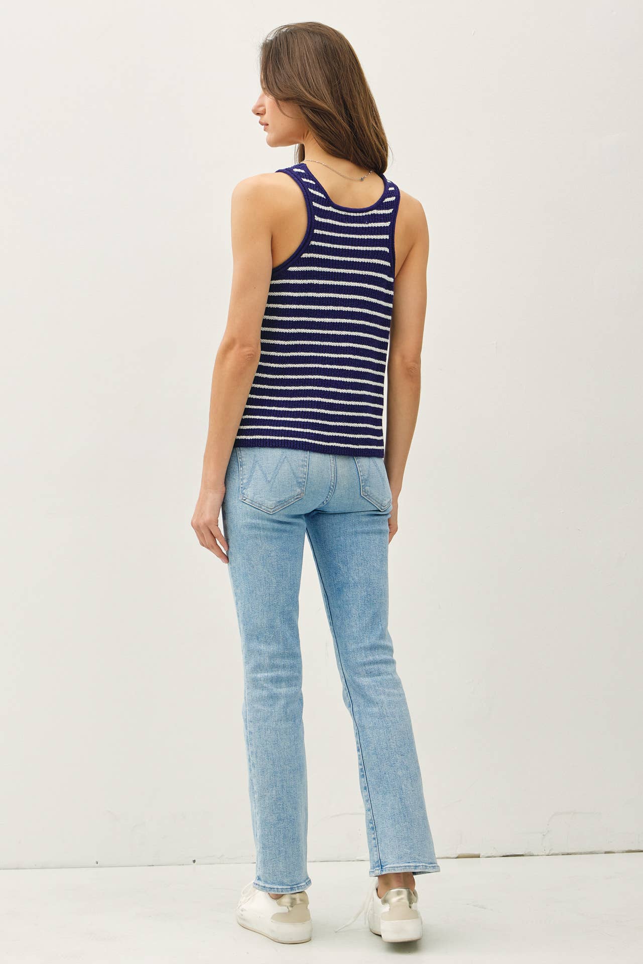 Keep In Line (Navy) Stripe Sweater Tank