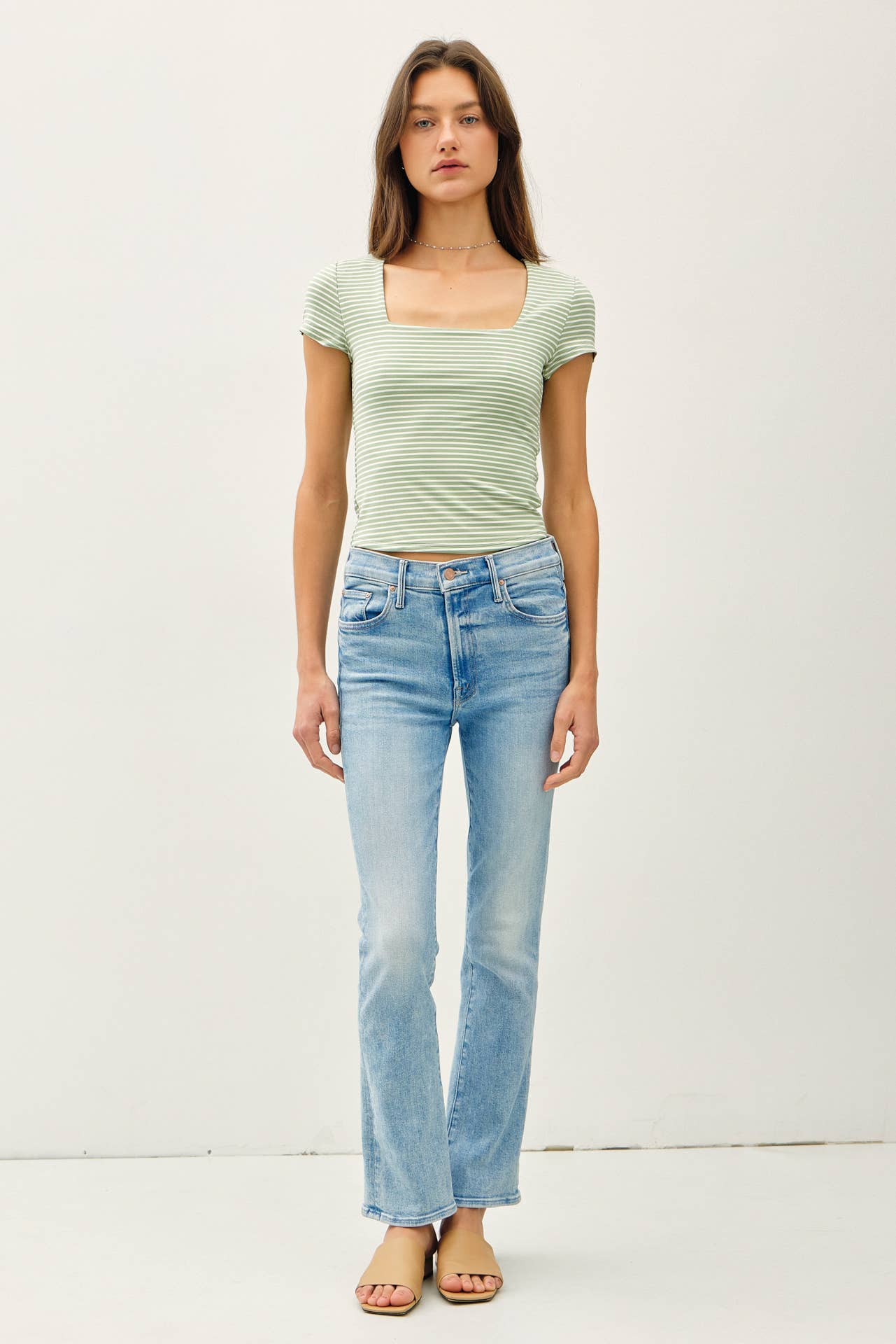 Feel Good (Sage) Stripe Double Lined Top