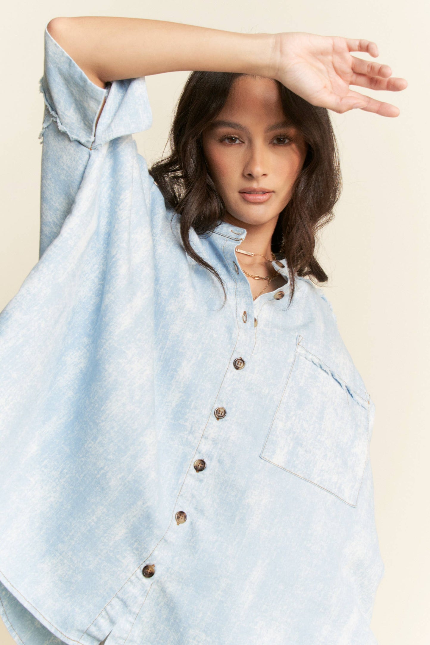 Hey Darlin’ Oversized Fringe Denim Shirt