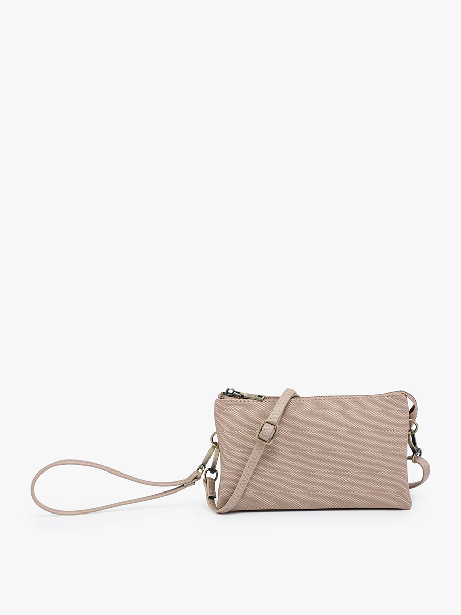Riley (Taupe) Canvas Crossbody/Wristlet