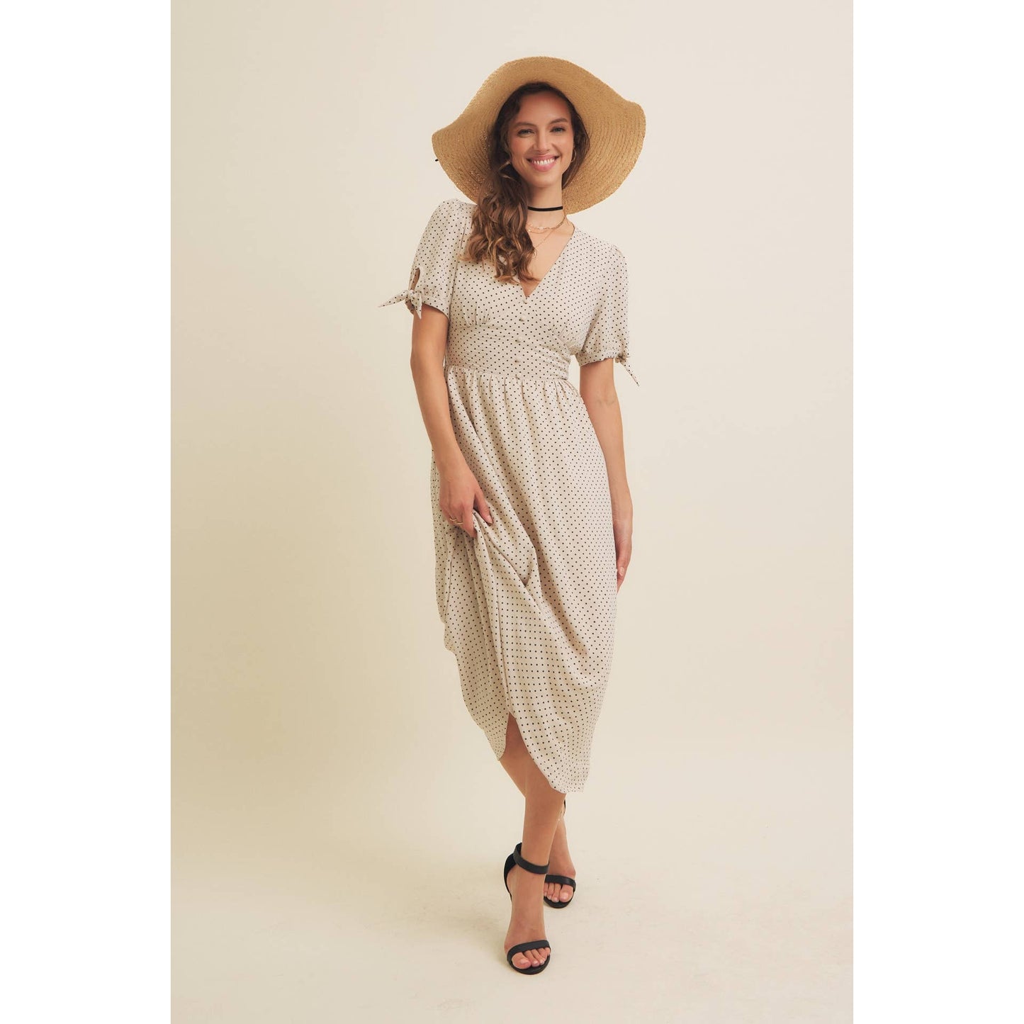 Keep Classy (Crm/Blk) Polka Dot Dress