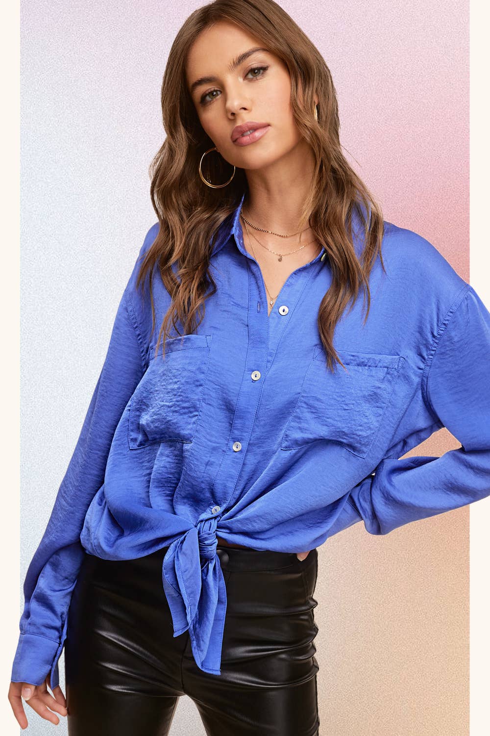 Satin Secret (Royal) Button Down Shirt