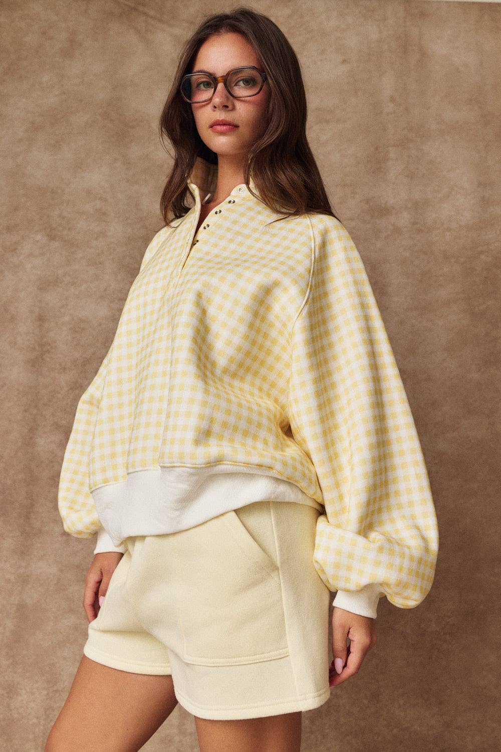 Checked In (Ylw) Gingham Check Pullover