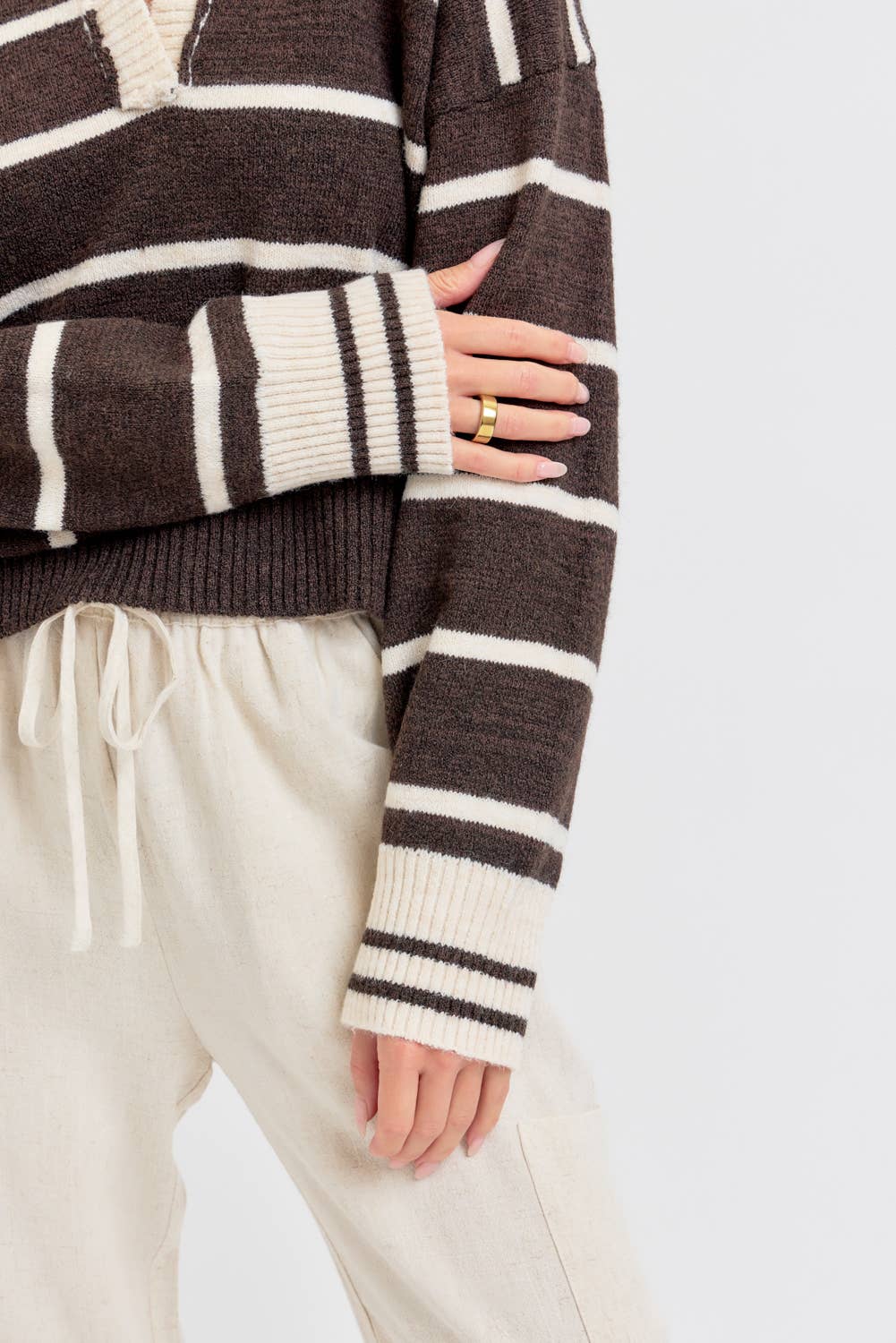 Polo Champ (Brown/Cream) Stripe Sweater
