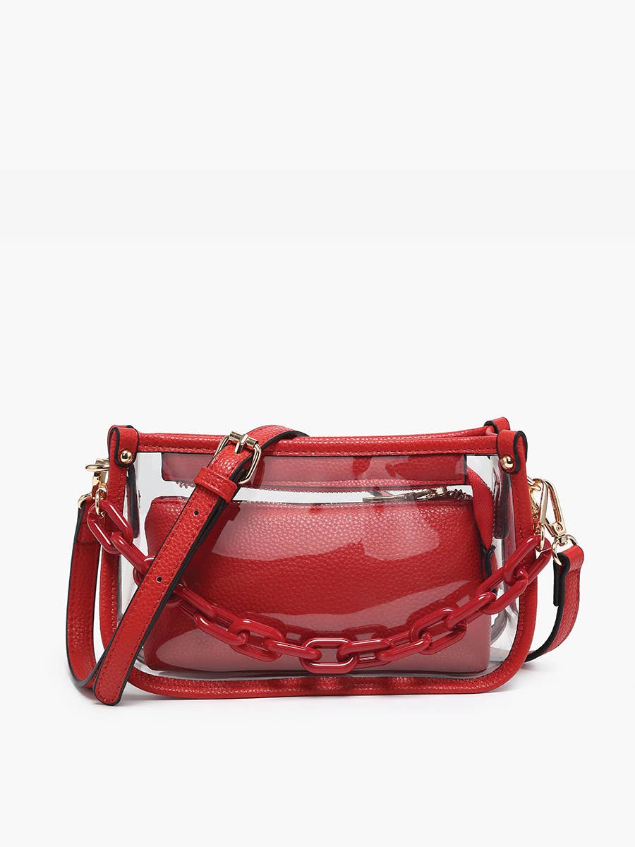 Jessica (Red) Clear Crossbody w/ Chain