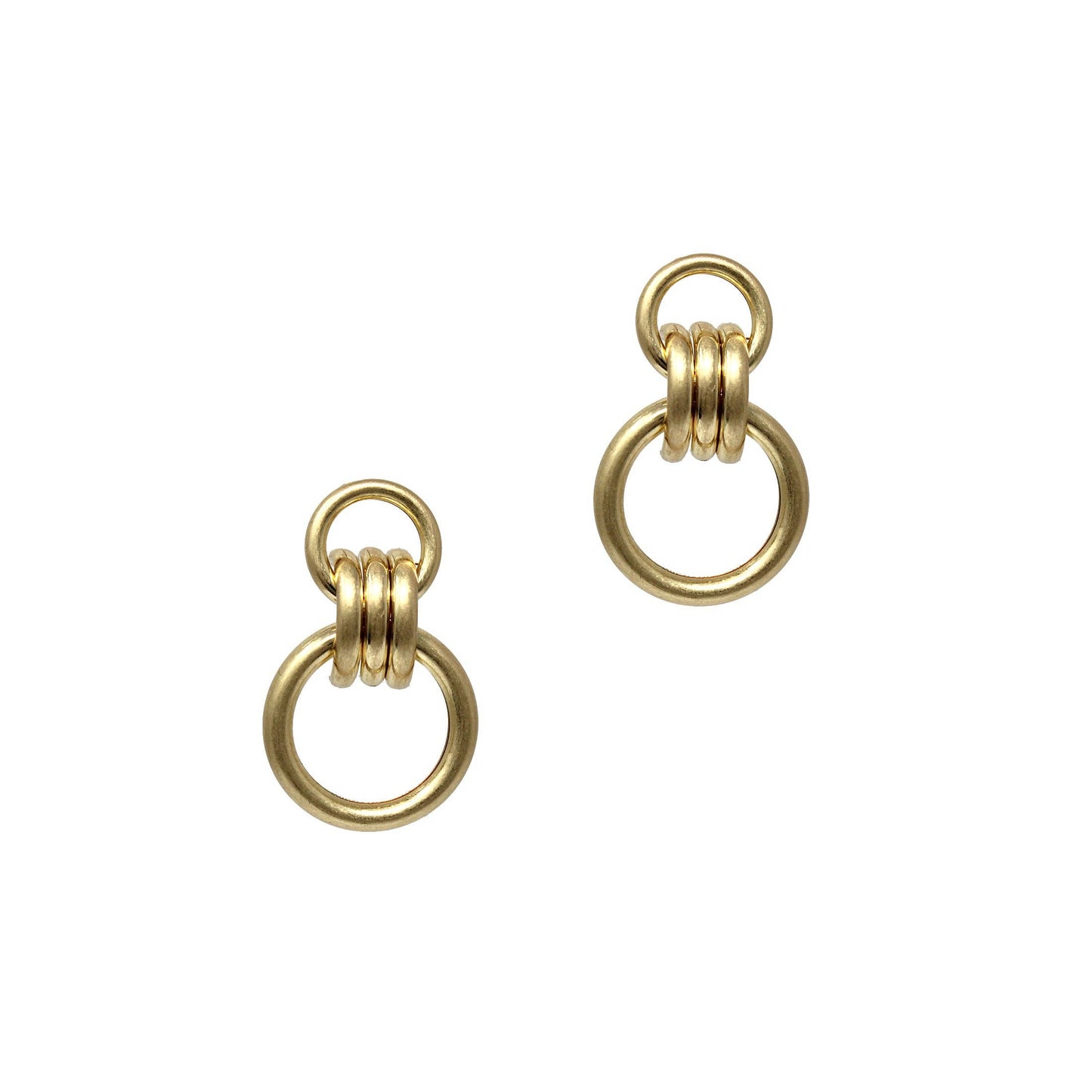 Matte Gold Open Double Ring Earring