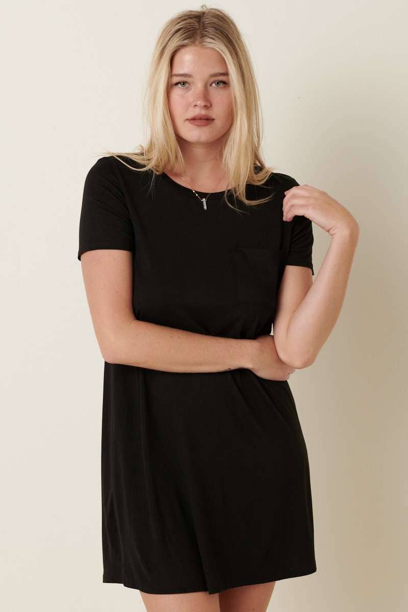 Not So Basic (Black) Pocket Tee Dress