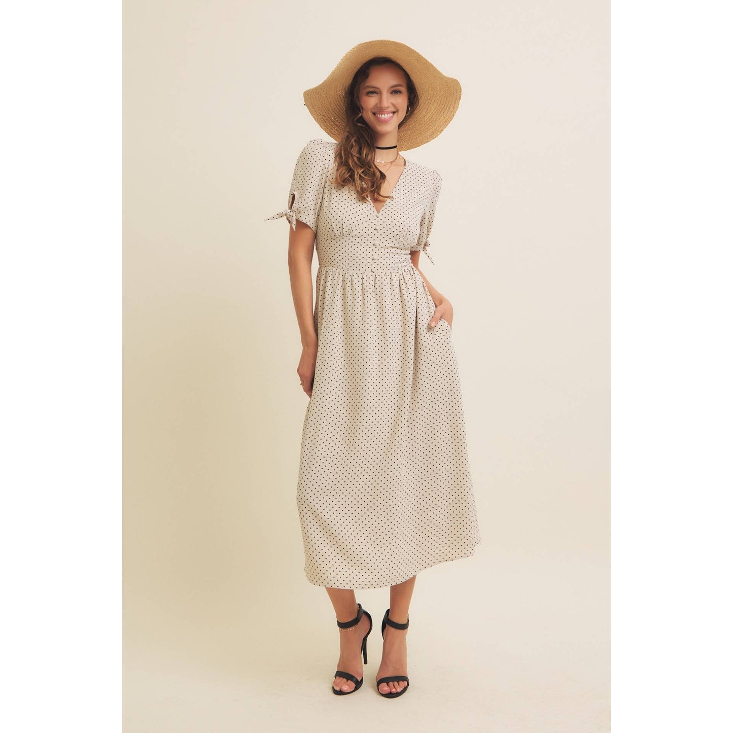 Keep Classy (Crm/Blk) Polka Dot Dress