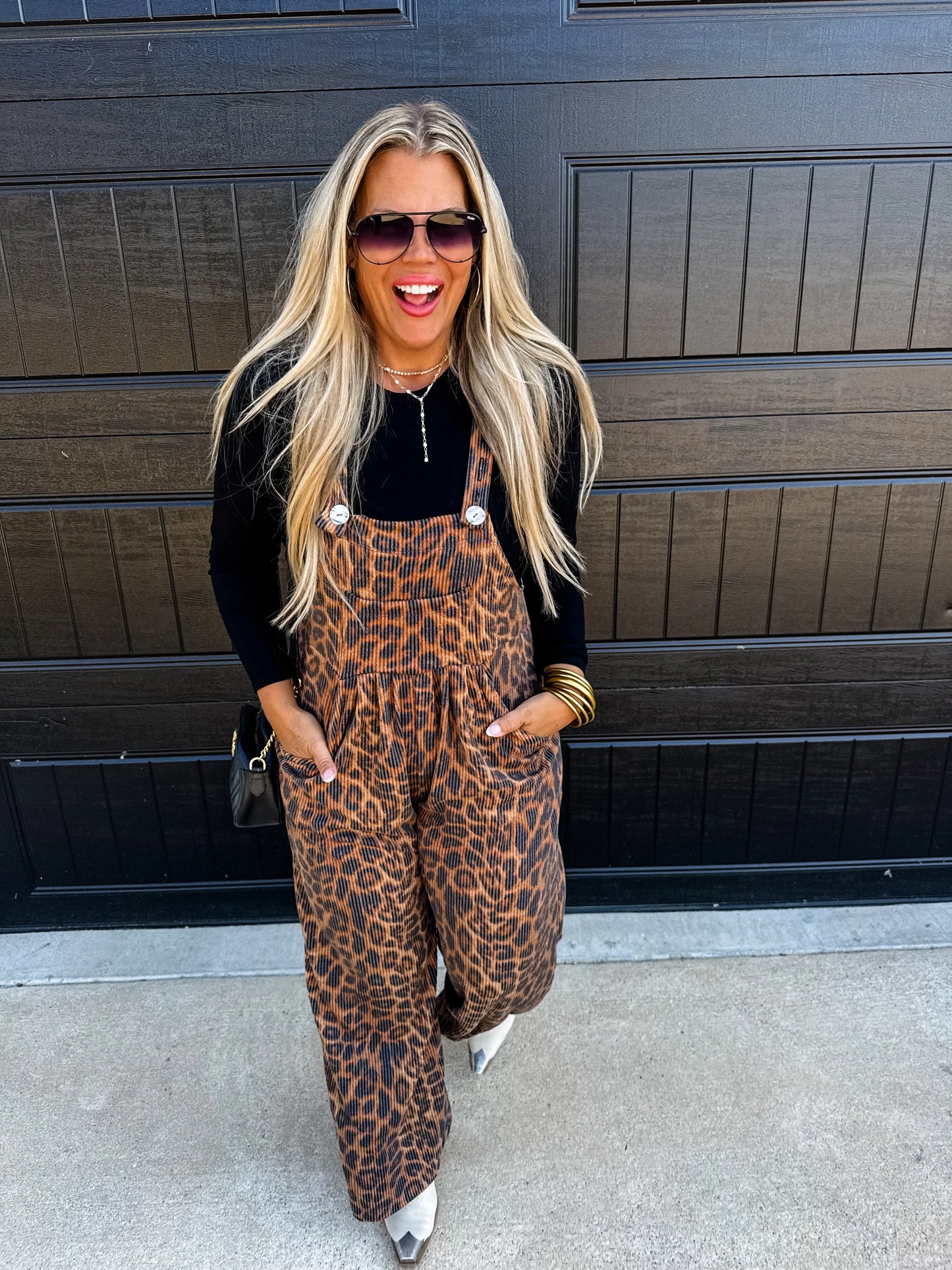 Wild Flair Cheetah Ribbed Overalls