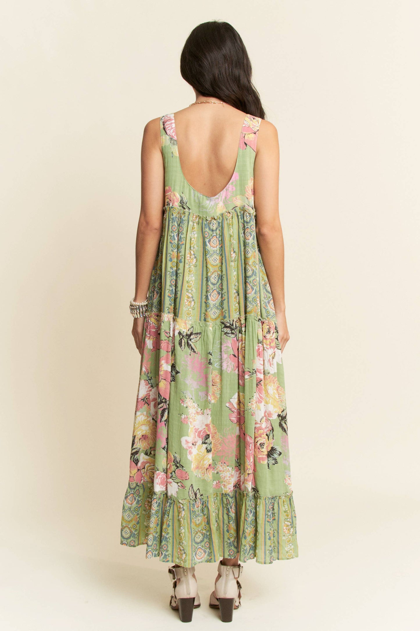 Tangled In Bloom (Sage) Floral Mix Dress